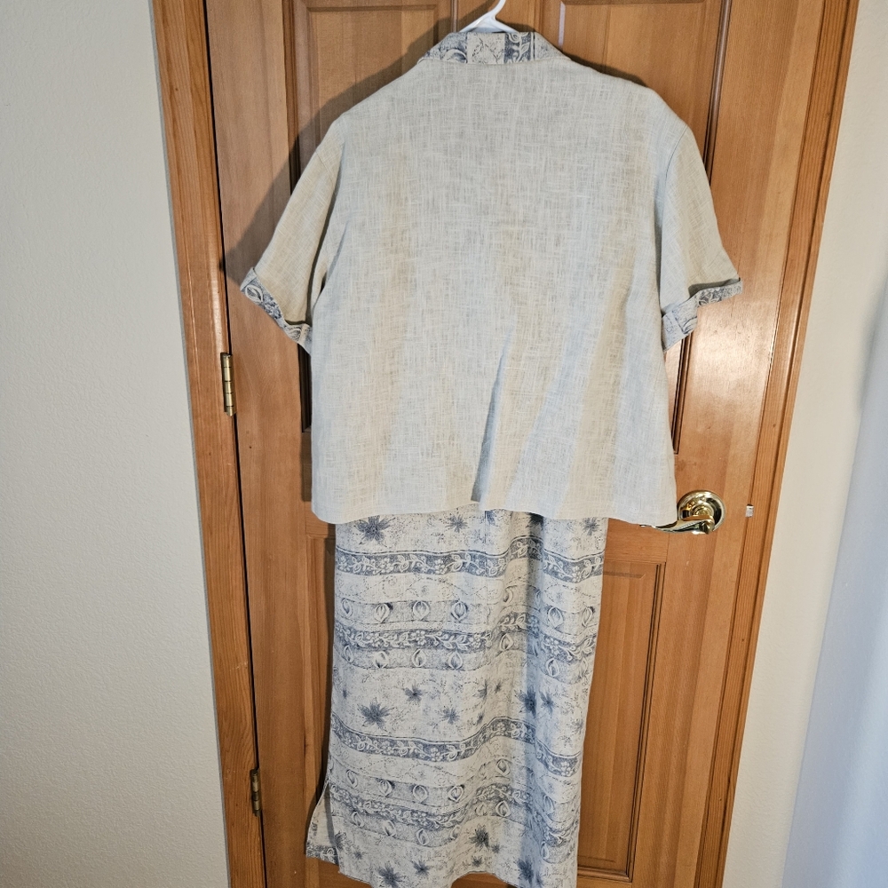 Sweet Jessie Size MP Blue and Cream Printed Two-Piece Women’s Dress Set - Picture 3 of 16